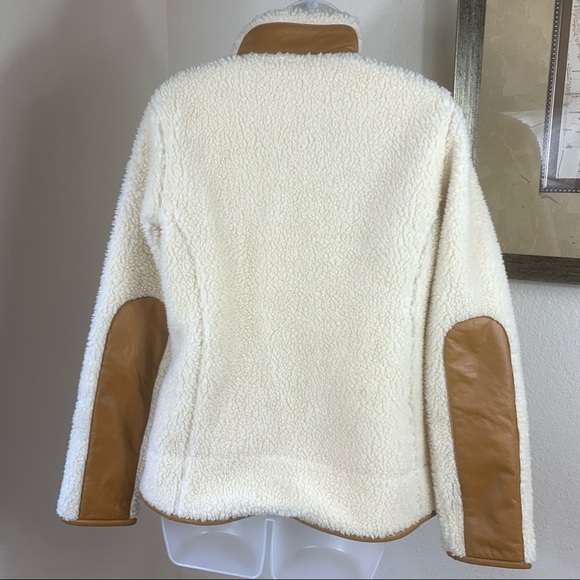 ORVIS Cozy Teddy Bear Sherpa Jacket Leather Patch - Picture 7 of 12